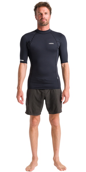 2026 C-Skins Mens NuWave UV Basics Short Sleeve Rash Vest C-NLYSSMC - Black